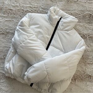 Wild Fable White Puffer Jacket with Black Accents
